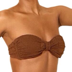 Shade & Shore Crochet texture Front Knot Bandeau Bikini Top removable straps
